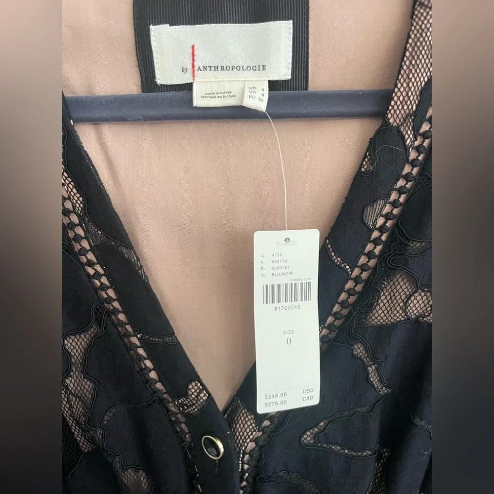 NWT By Anthropologie Ophelia puff-sleeve black and nude dress - Picture 8 of 12